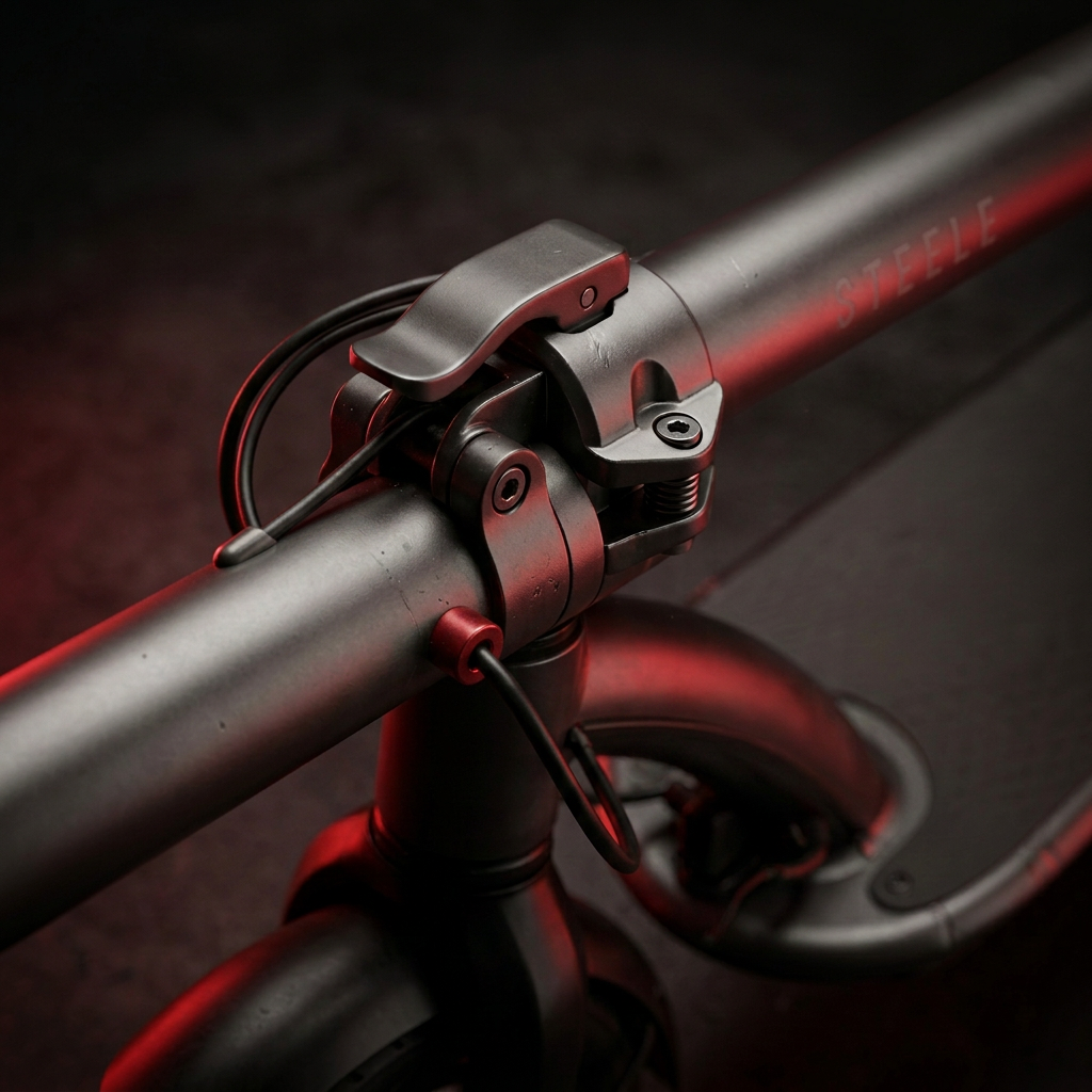 Detail of the Roadblade folding latch and slim stem in folded position
